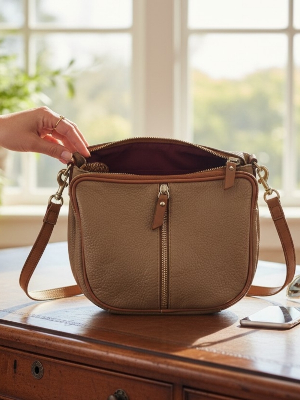Valentina Pebbled Leather Crossbody Bag - Women